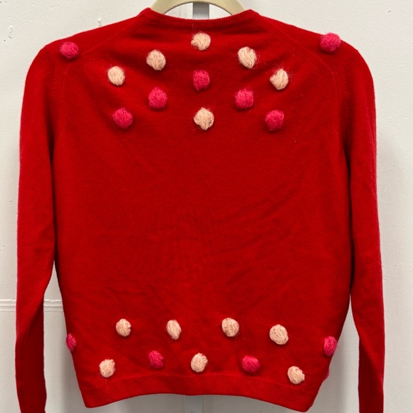 Vintage Mia Kato Design Cashmere Red Pom-Pom Cardigan Sweater Small - Picture 6 of 15